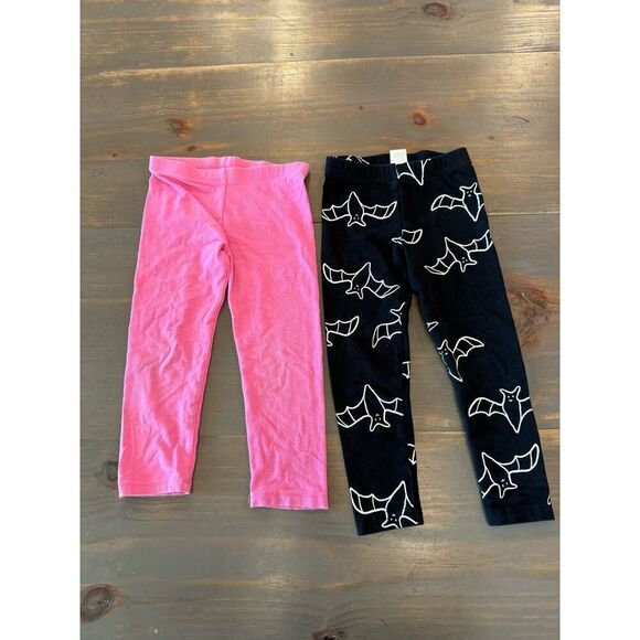 Carter's Girls Size 3T Stretchy Knit Plain Leggings 2 Pcs‎ Pink/Black - Picture 1 of 3
